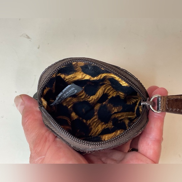 Brighton Women’s Black and Brown Heart Accent Leather Coin‎ Mini Wallet - Picture 3 of 5